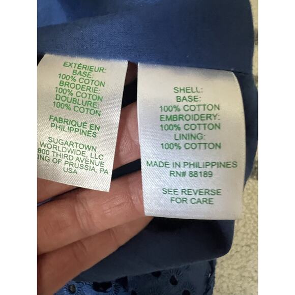 LILLY PULITZER Navy Oyster Bay Hazelanne Eyelet Sunflower Button Front Dress 16 - Picture 11 of 14